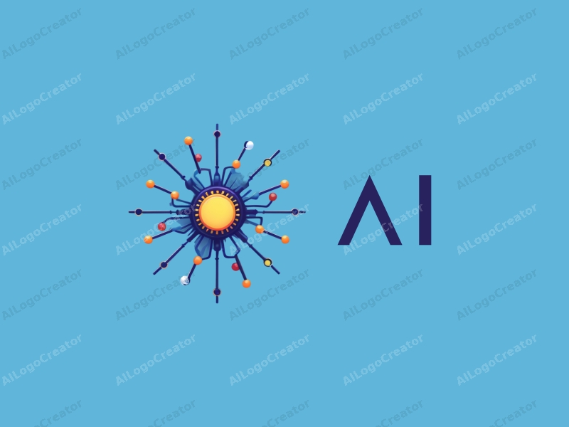 a modern design featuring abstract representations of intelligence and algorithms, stylized chip and network motifs, combined with a clean blue background.