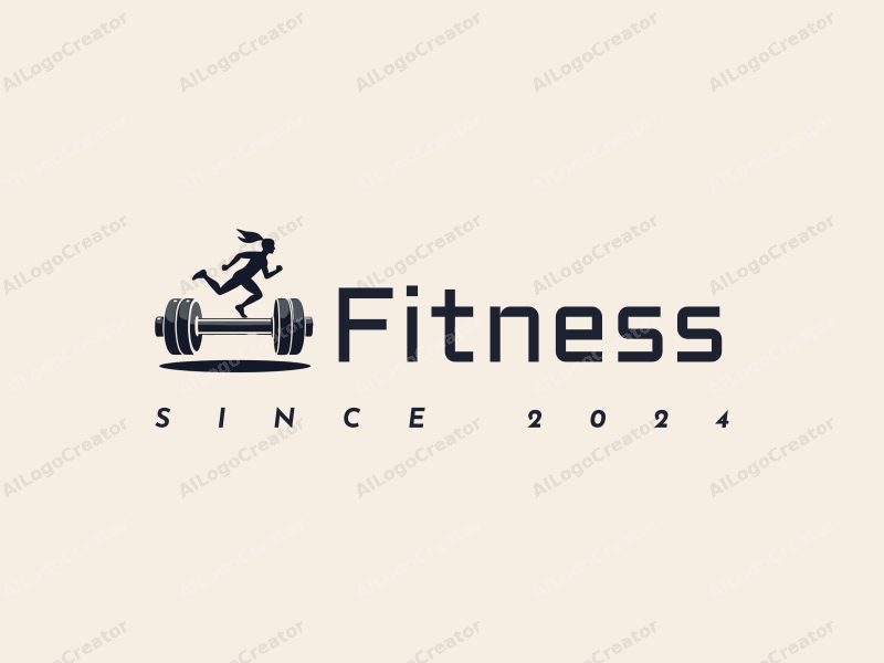 modern design features stylized dumbbells and running figures, combined with a clean background and a harmonious layout.