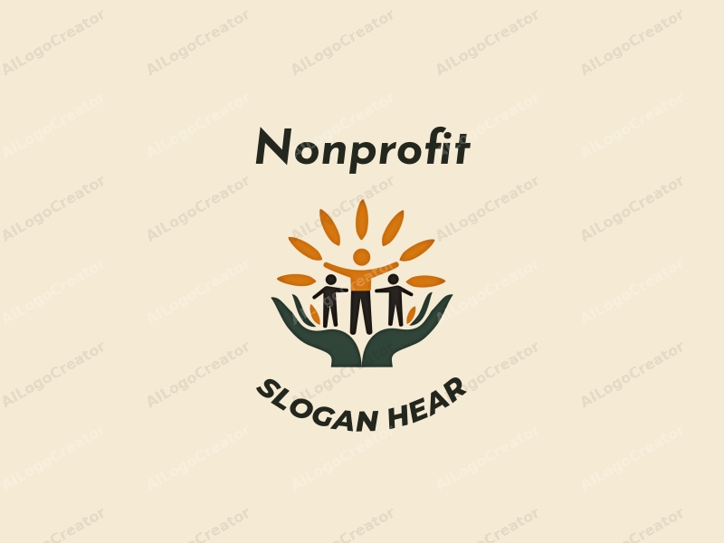 a modern minimalist design featuring stylized figures of volunteers helping others, symbols of charity, and elements representing light and hope, combined with a clean background.