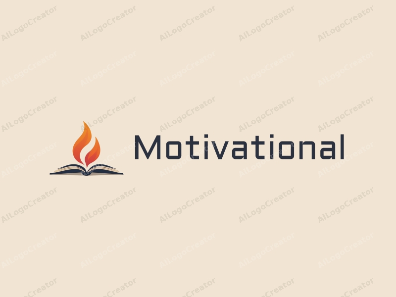 dynamic design features a stylized flame intertwined with an open book, representing motivation and inspiration, combined with a clean background.