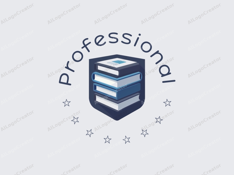 modern design features a stylized shield incorporating books, symbolizing education and certification, with a clean background in blue and gray tones.