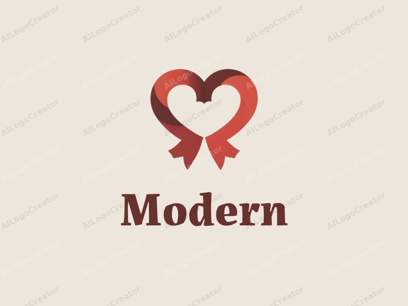 minimalist design features a stylized ribbon forming a heart shape, combined with a clean background and an innovative tag style.