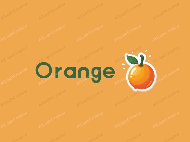 playful design features a stylized orange with a straw, vibrant orange color, and a clean background, emphasizing freshness and fun.