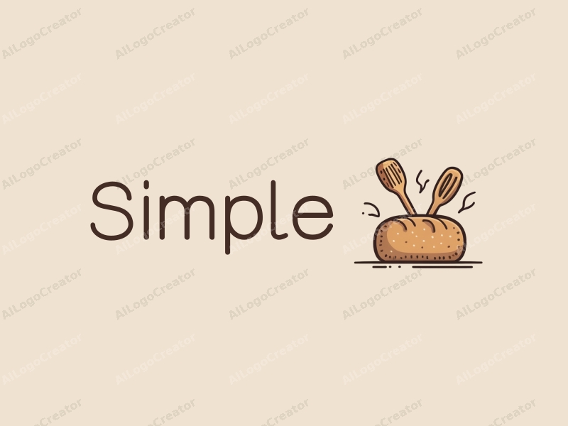 minimalist design features a stylized loaf of bread and kitchen utensils, combined with a clean background and a harmonious layout.