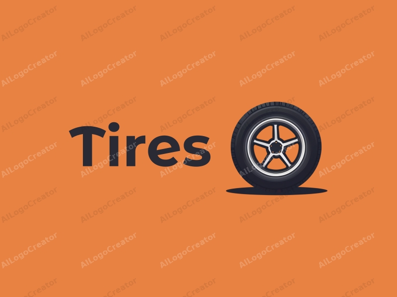 minimalist design features a stylized tire and car wheel, incorporating a modern design approach combined with a clean background.