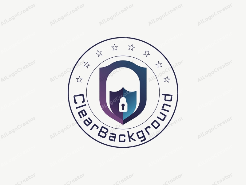 a modern minimalist design featuring a stylized lock and shield, combined with a transparent color scheme and a clear background.