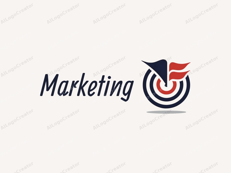 modern design features a stylized flag and target symbolizing marketing strategies, combined with clean lines and a harmonious layout.