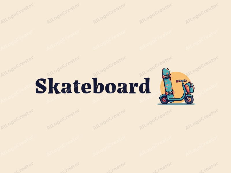 playful design features a vibrant skateboard, a stylized scooter, and a fun backpack, combined with a clean background.