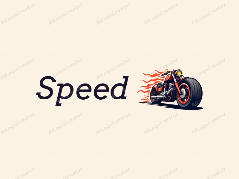 a modern design featuring dynamic lines representing speed, a stylized engine and tire, combined with a clean background to emphasize power and motion.