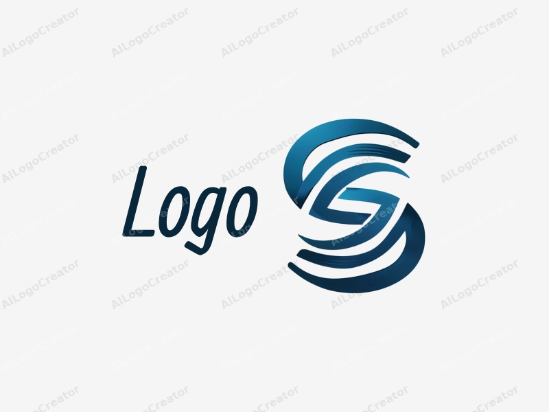 a modern design featuring a stylized letter S intertwined with a graphic symbol, utilizing a clean and simple composition with blue and black colors, emphasizing harmony and creativity.