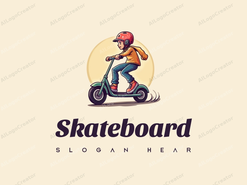 playful design features a vibrant skateboard and scooter with dynamic wheels, combined with a clean background and a sense of movement.