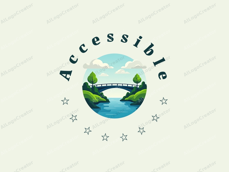 modern design features accessibility elements, stylized bridges, and green spaces combined with a clean background.