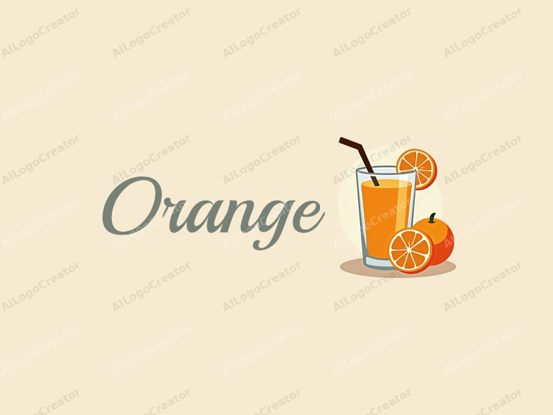 playful design features a stylized orange and a juice glass, combined with a clean background and a vibrant orange color scheme.