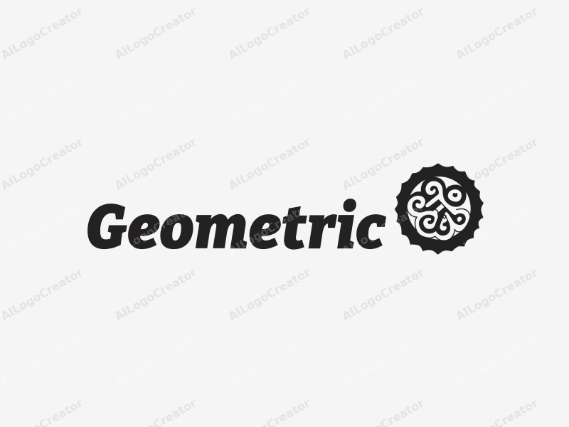 geometric design features a combination of square and circle shapes, incorporating stylized cookie and beer elements, with a clean black and white color scheme.