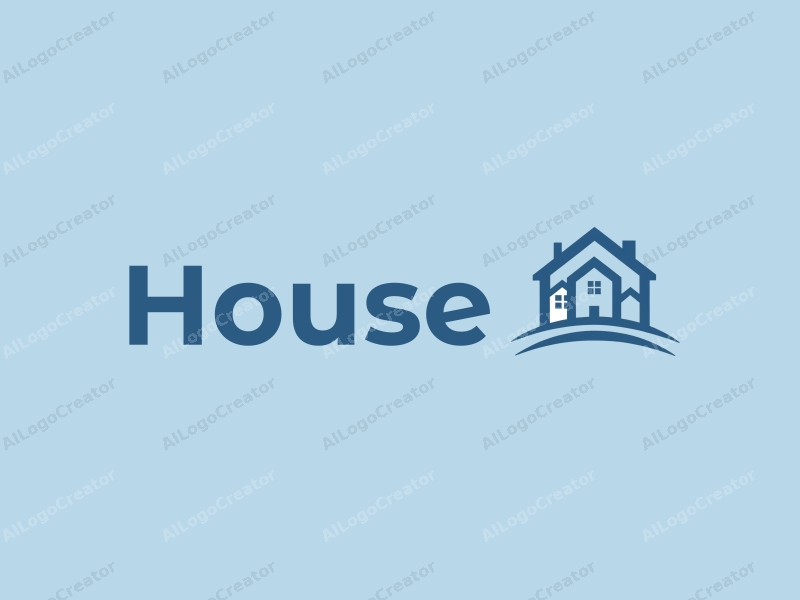 modern minimalist design features a stylized house and building silhouette, incorporating contemporary news elements, combined with a clean blue and white background.