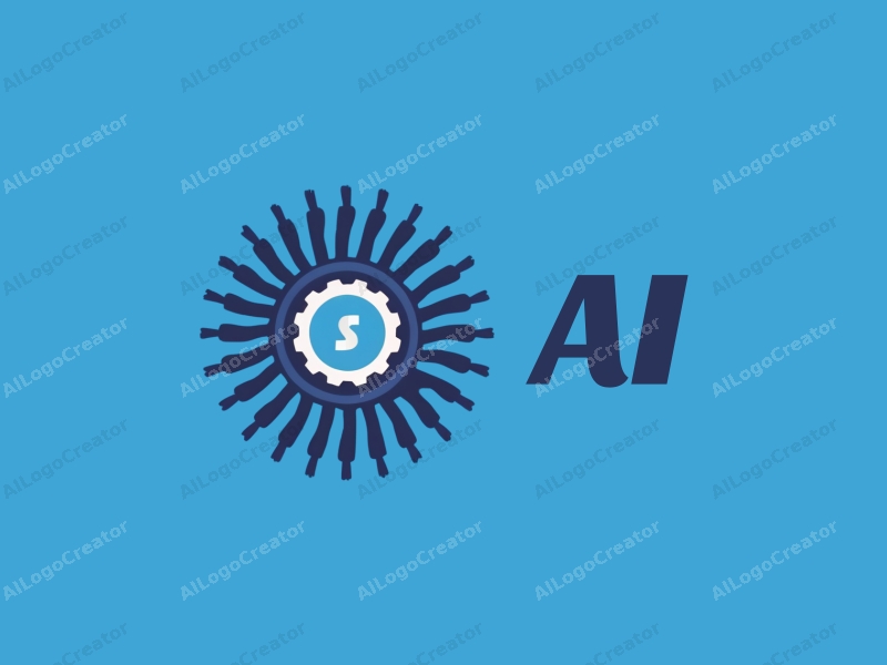 a modern design featuring stylized chips and gears, representing intelligence and algorithms, combined with a clean blue background.