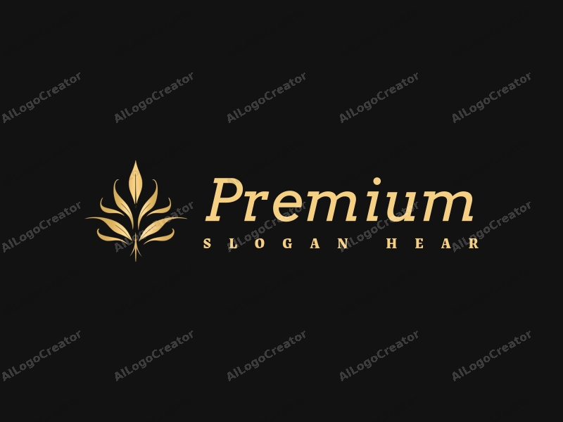 minimalist design features elegant gold accents, a stylized representation of luxury food or beauty products, combined with a clean black background and a sophisticated design approach.