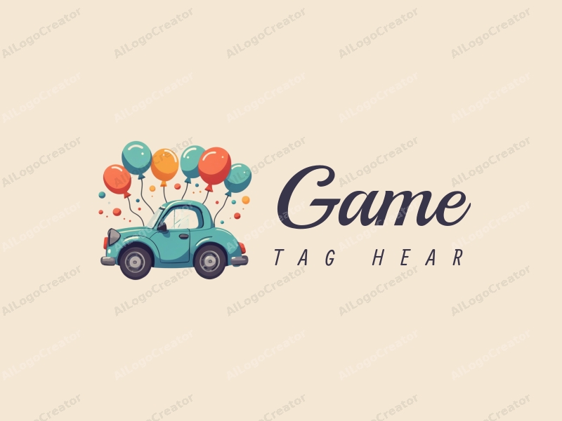 playful design features a stylized toy car and whimsical balloons, combined with a vibrant color scheme and a clean background.