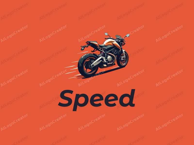 a modern design featuring dynamic lines representing speed, a stylized engine and tire, combined with a clean background to emphasize power and motion.