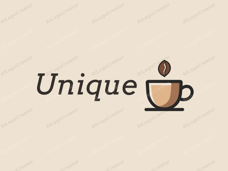 a modern minimalist design featuring a stylized coffee cup and coffee bean, combined with a clean background and innovative design approach.