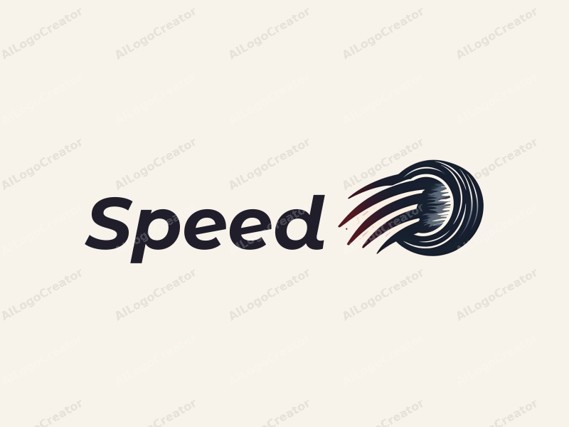 a modern design featuring dynamic lines representing speed, a stylized engine and tire, combined with a clean background to emphasize power and motion.