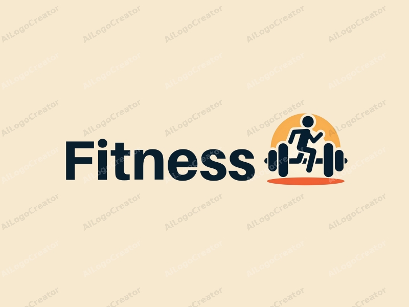 a modern design featuring a stylized dumbbell and a dynamic running figure, combined with a clean background and a harmonious layout.