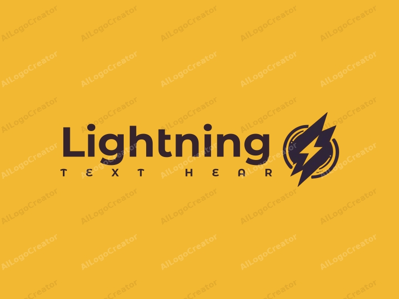 geometric design features stylized lightning bolts and electric currents, combined with a power source motif, set against a clean yellow background.