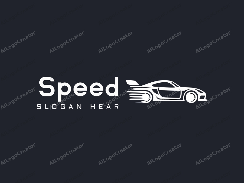 a modern design featuring dynamic lines representing speed, a stylized racing car silhouette, and an abstract engine shape, combined with a clean background.