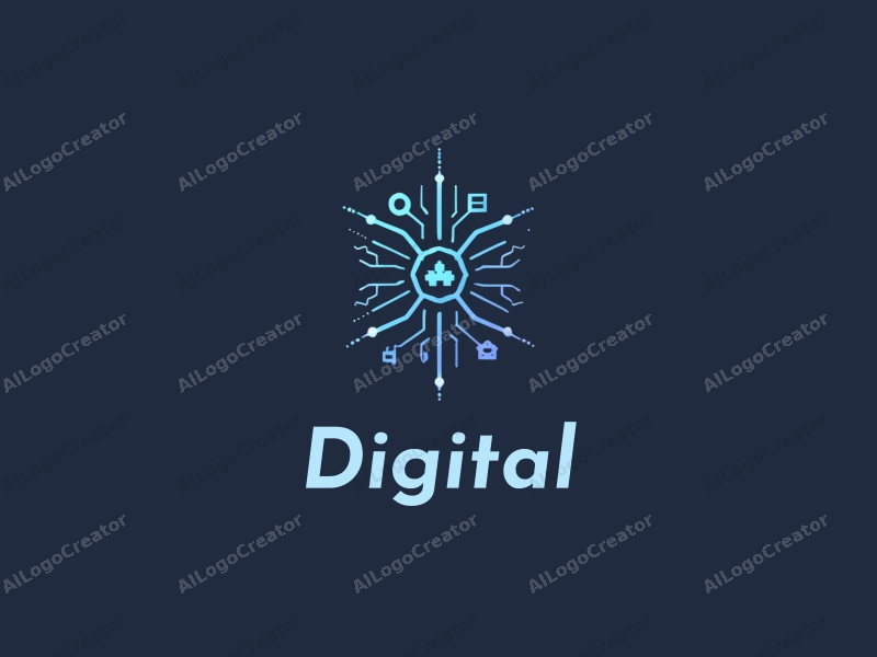 a modern design featuring digital elements like circuit patterns and gaming icons, combined with a sleek and clean background in blue and black tones.