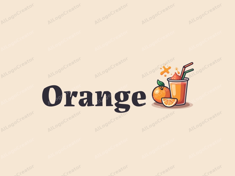 playful design features a stylized orange, a splash of juice, jelly shapes, and a smoothie cup, combined with a clean background.