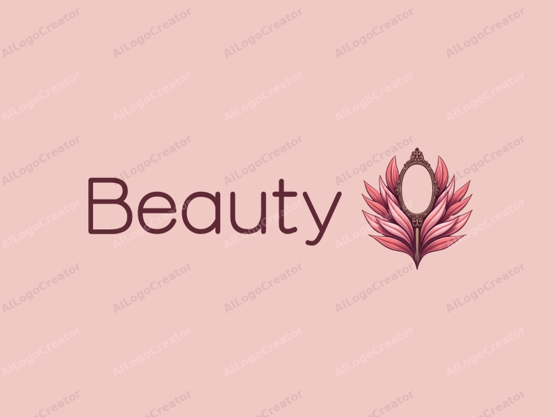 modern design features elegant petals and a stylized mirror, combined with beauty and makeup elements, set against a clean pink background.