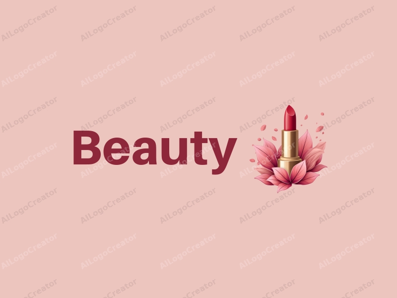 modern design features elegant lipstick and delicate petals, combined with a clean background and a harmonious composition.