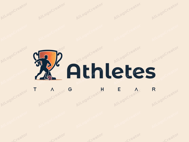 modern design features a dynamic athlete in motion, a stylized player silhouette, and a trophy, combined with a clean background and a harmonious composition.