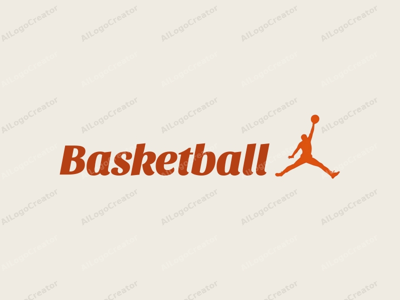 playful design features a dynamic silhouette of a jumping athlete with a basketball, incorporating bold orange tones and a clean background for a vibrant and energetic feel.