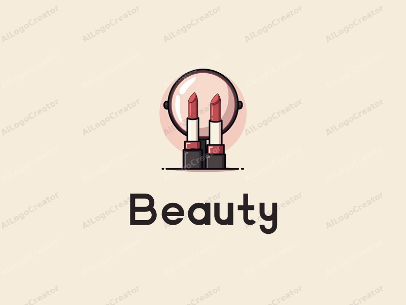 modern design features elegant lipstick and a stylized makeup mirror, combined with a clean background and a focus on beauty and makeup elements.