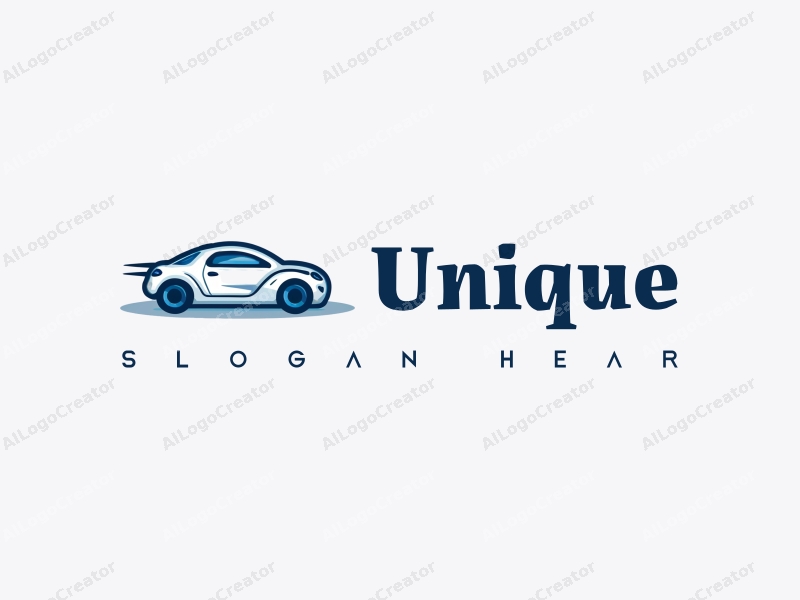 a modern design featuring a stylized car silhouette, unique and innovative elements, combined with a clean background in blue tones.