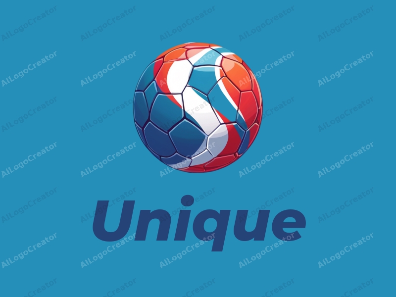 modern design features a stylized football integrated with a national flag motif, emphasizing unique and innovative elements against a clean blue background.