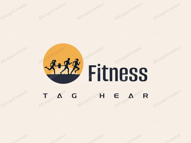 modern design features stylized dumbbells and running figures, combined with a clean background and a harmonious layout.