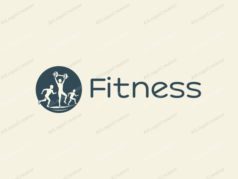 modern design features stylized dumbbells and running figures, combined with a clean background and a harmonious layout.