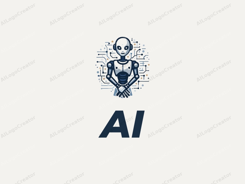 abstract design features a stylized robot and robotic arm intertwined with flowing data streams, using a modern and futuristic approach combined with a clean background.