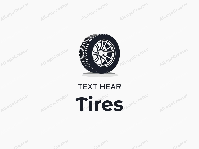 modern design features a stylized tire and car tire silhouette with dynamic outlines, combined with a clean background.