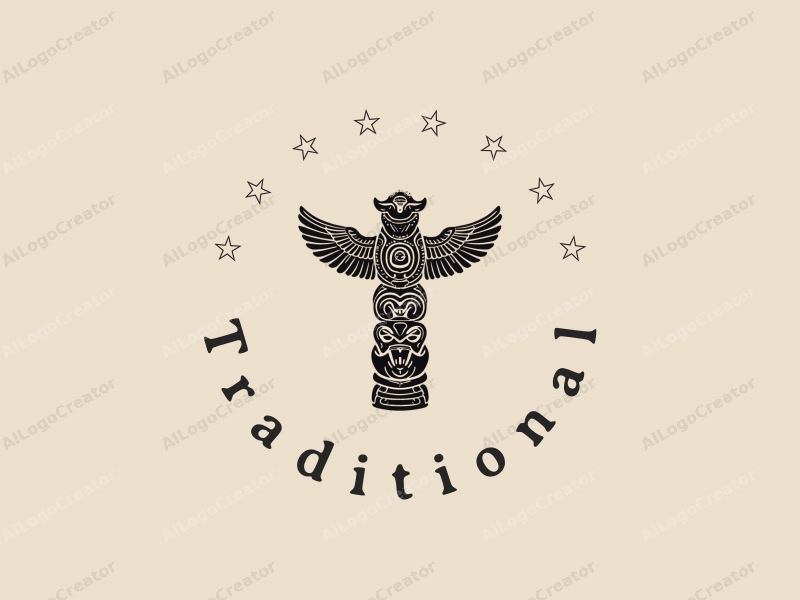 vintage design features traditional crafts and totem elements, combined with a clean background and a harmonious layout.