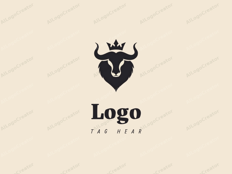 modern design features a stylized crown and bull head, combined with a clean background and a minimalist approach.