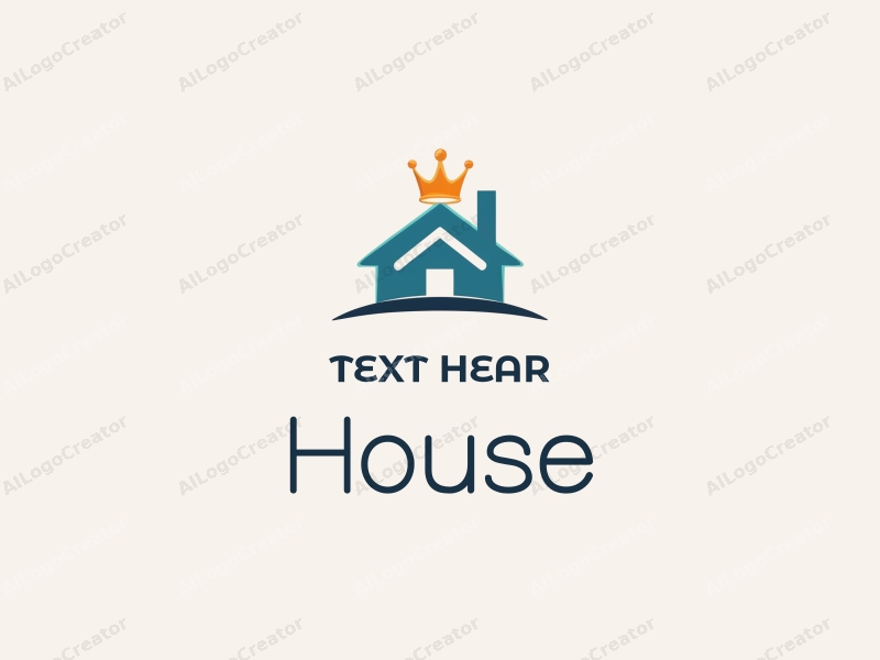 modern design features a stylized house and building silhouette, integrated with a crown symbolizing cleanliness, combined with a clean background.