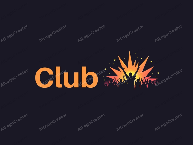 modern design features a stylized club silhouette, dynamic social elements, and a sense of frenzy represented through abstract shapes, combined with a clean black background.