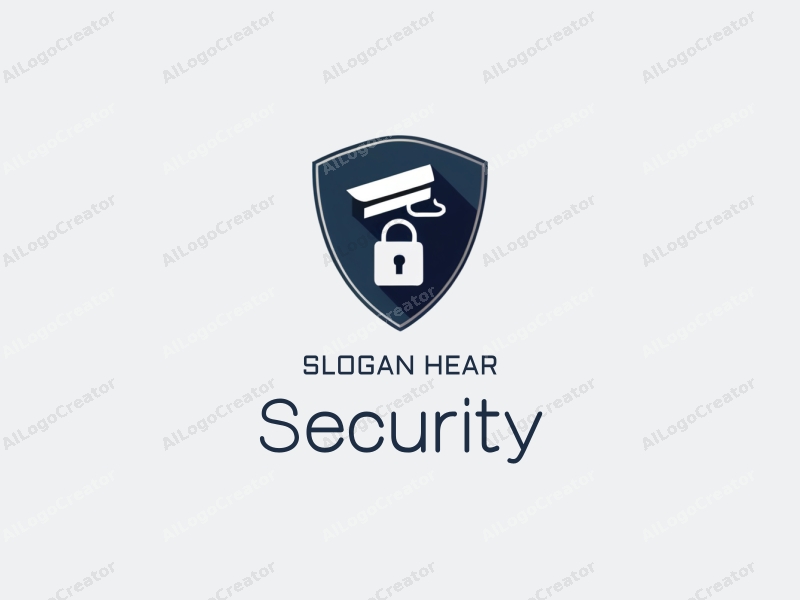 modern design features a stylized shield, a sleek surveillance camera, a minimalistic security lock, and an abstract alarm system, combined with a clean background.