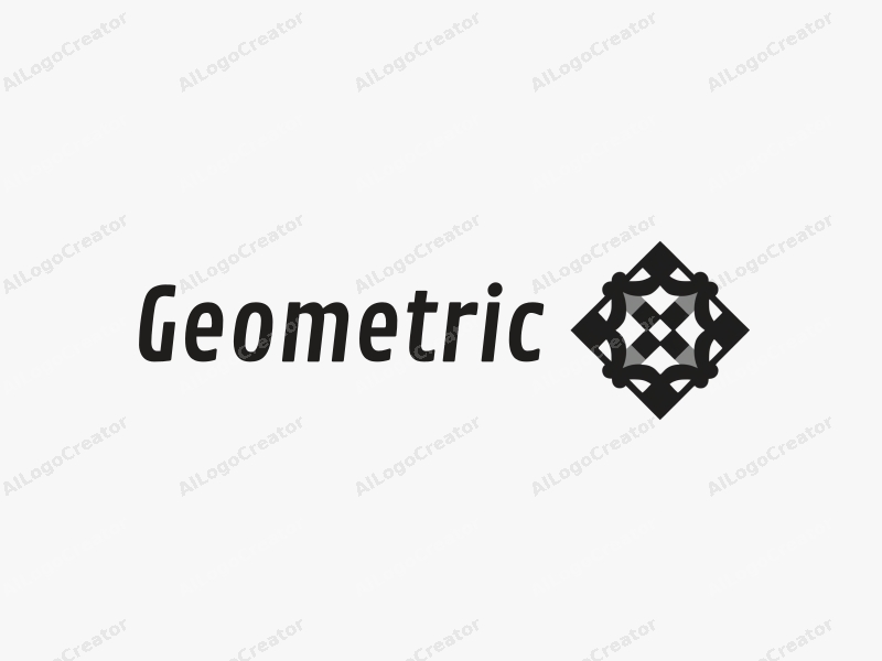 geometric design features a harmonious combination of square and circular shapes, integrating technology and rural elements with a clean black and white color scheme.