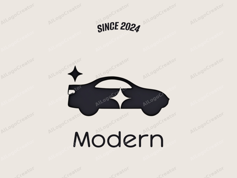 minimalist design features a stylized car silhouette integrated with a star element, utilizing a tag style approach combined with a clean background.