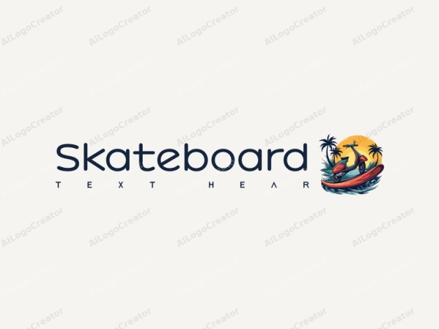 ein spaßiges Design mit lebendigen Skateboards, Scootern und Surfbrettern, kombiniert mit einer dynamischen Komposition und einem sauberen Hintergrund.