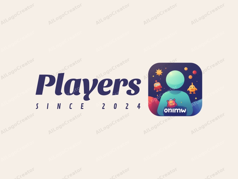 playful design features a vibrant player silhouette, a whimsical game character, a cute sprite, and a friendly robot, combined with a clean background.